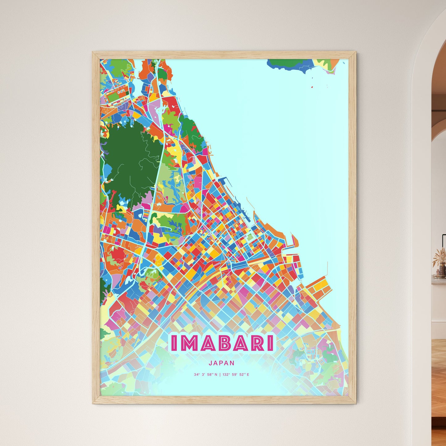 Colorful IMABARI JAPAN Fine Art Map Crazy Colors