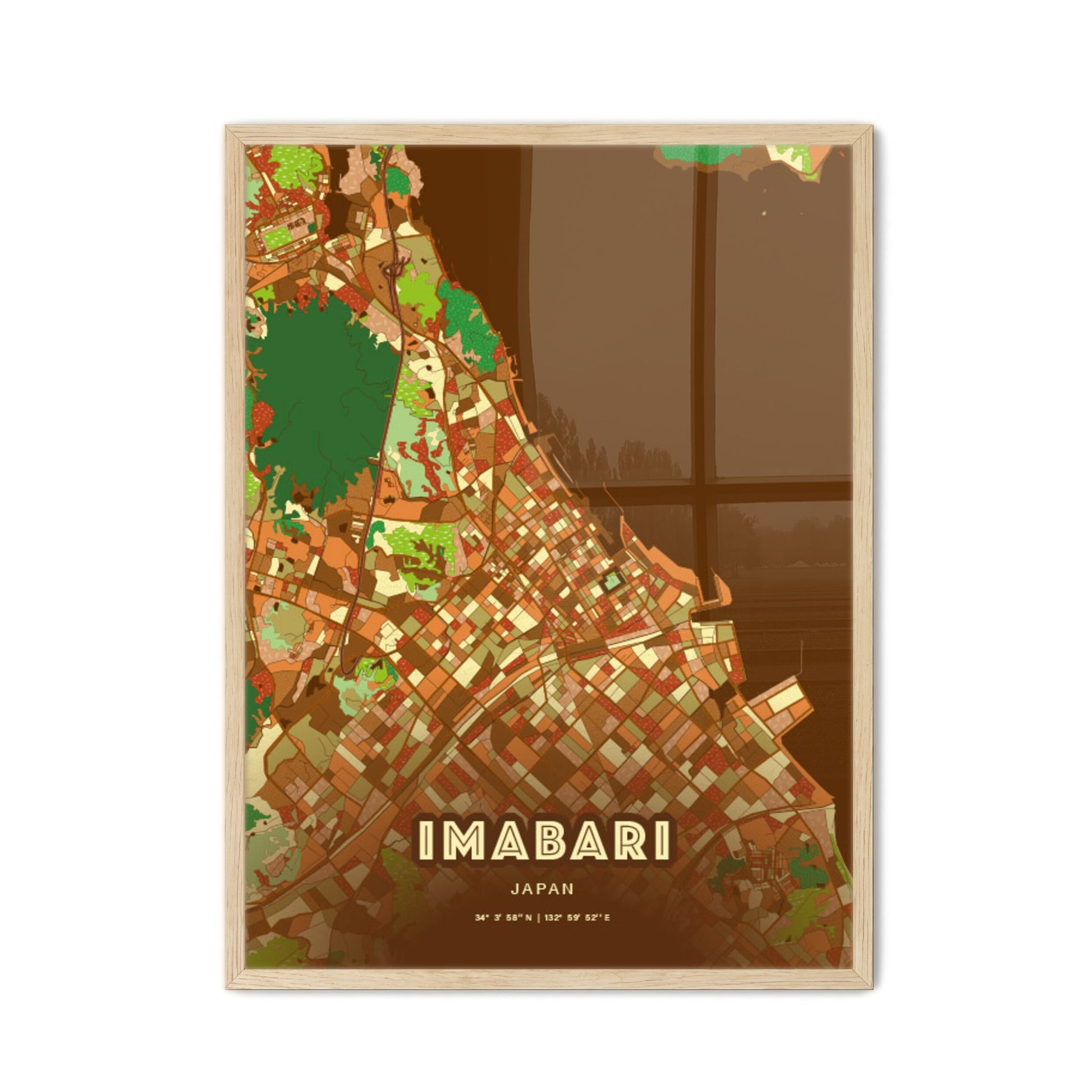 Colorful IMABARI JAPAN Fine Art Map Farmhouse