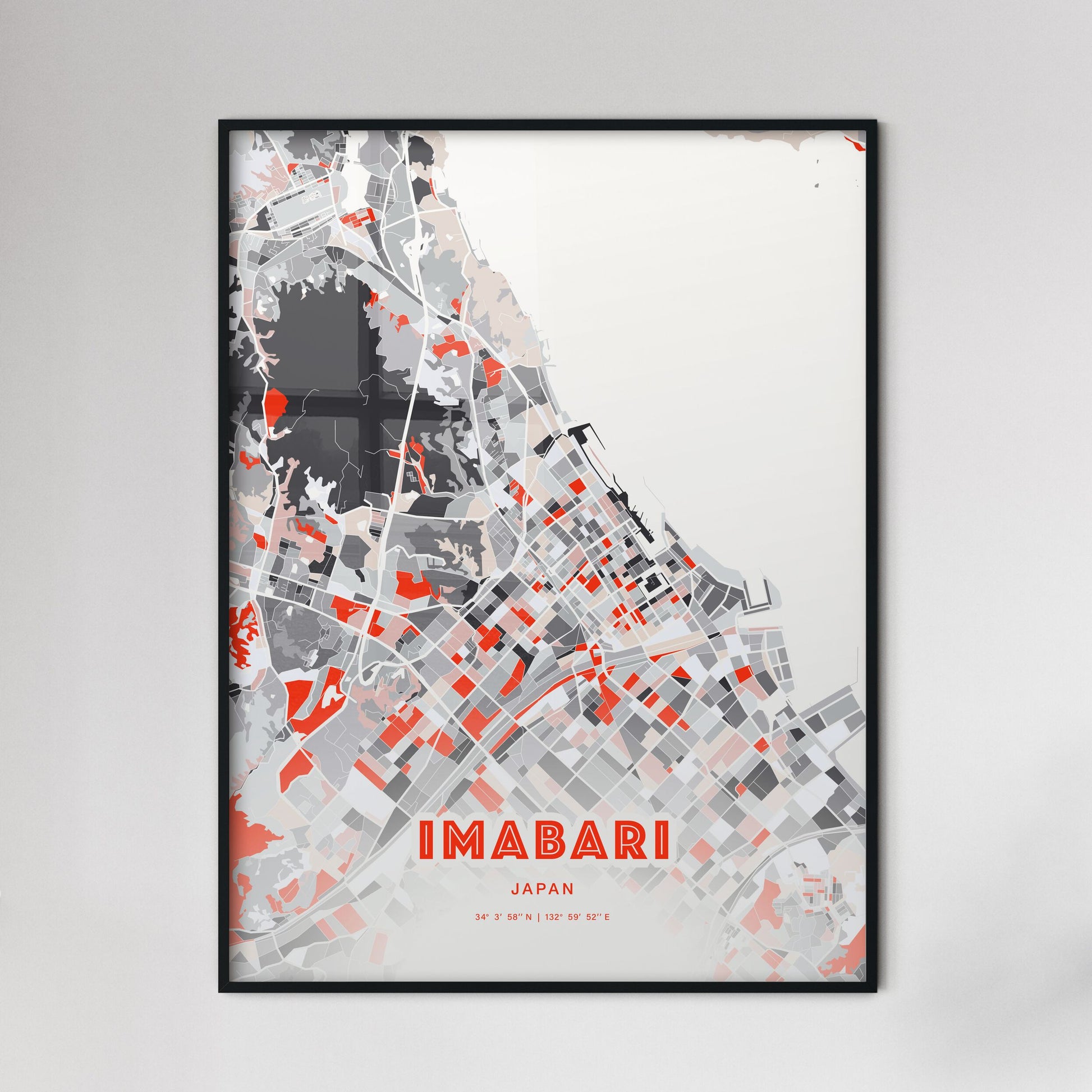 Colorful IMABARI JAPAN Fine Art Map Modern