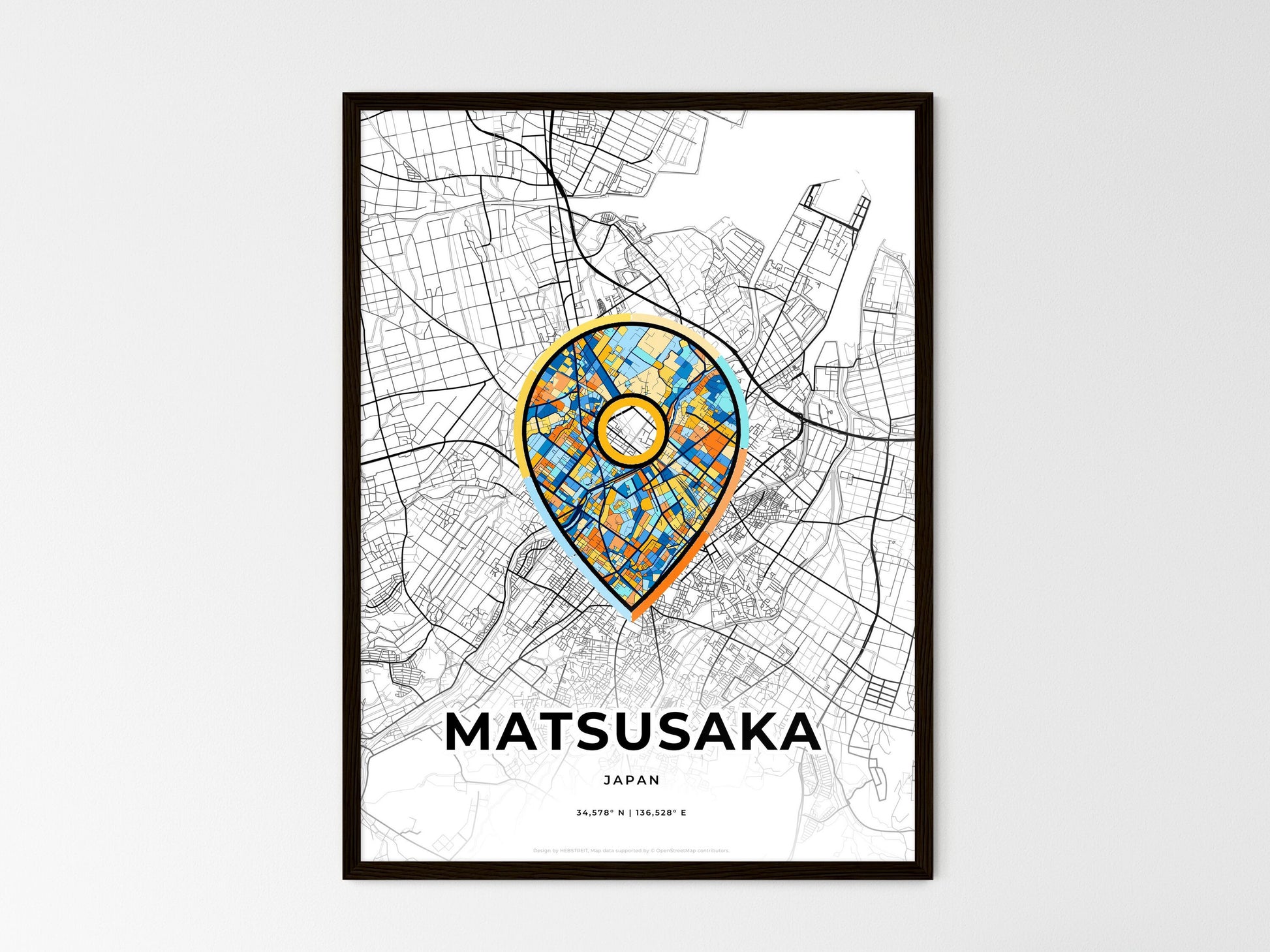 Matsusaka Japan wedding art map with pointer icon