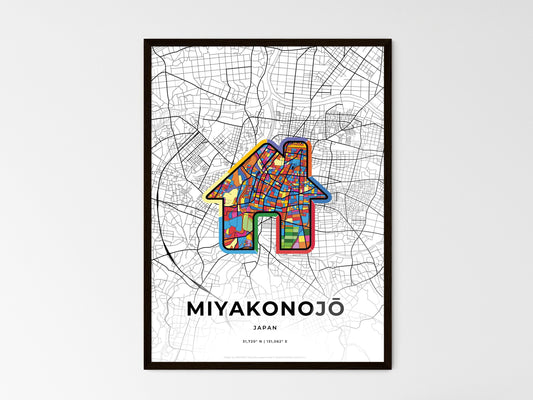 Miyakonojō Japan wedding art map with home icon