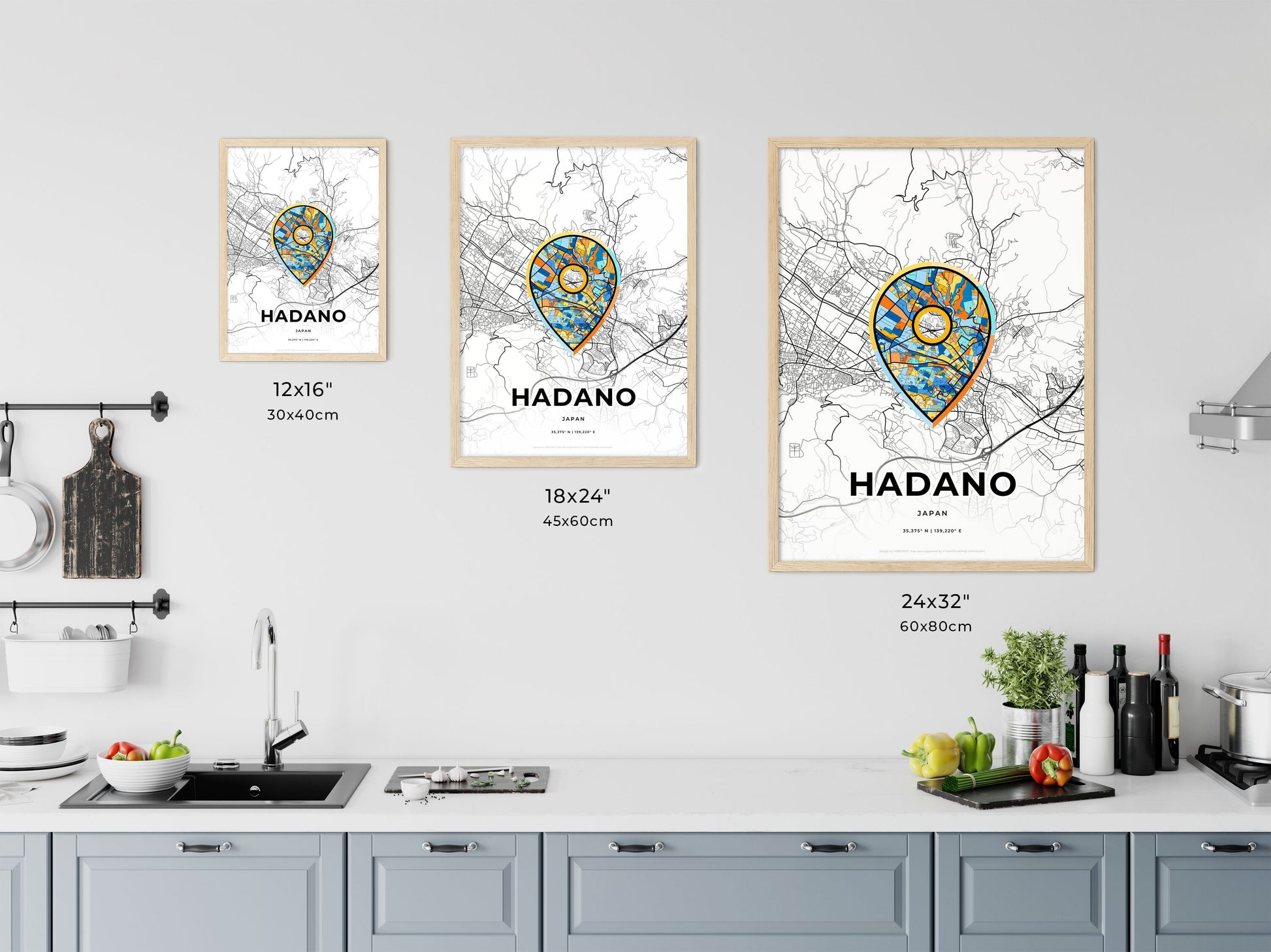 Hadano Japan art map size chart