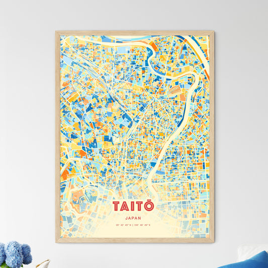 Colorful TAITŌ JAPAN Fine Art Map Blue Orange