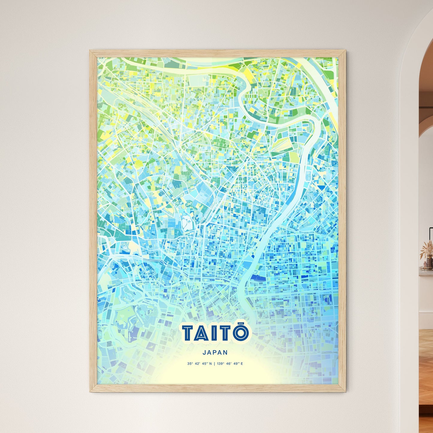 Colorful TAITŌ JAPAN Fine Art Map Cool Blue