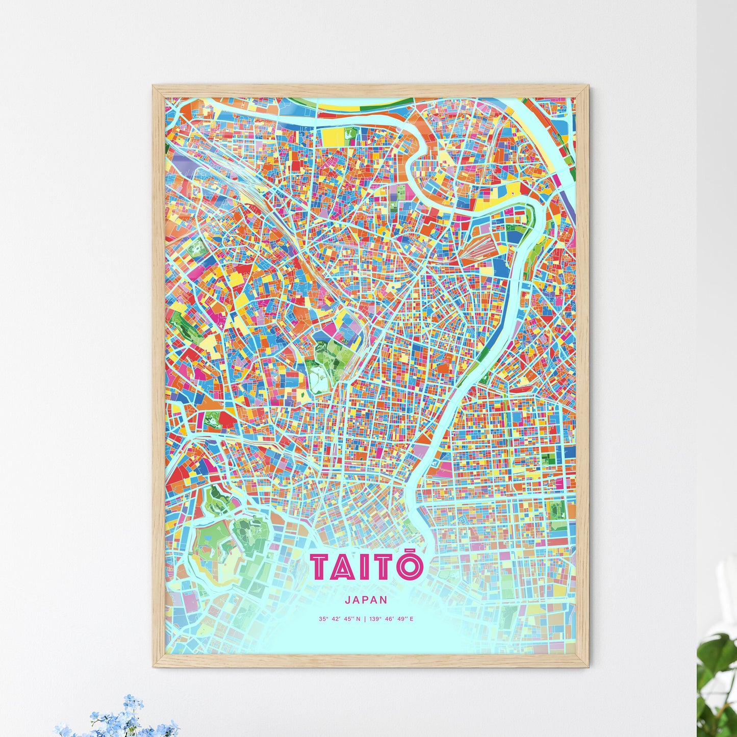 Colorful TAITŌ JAPAN Fine Art Map Crazy Colors