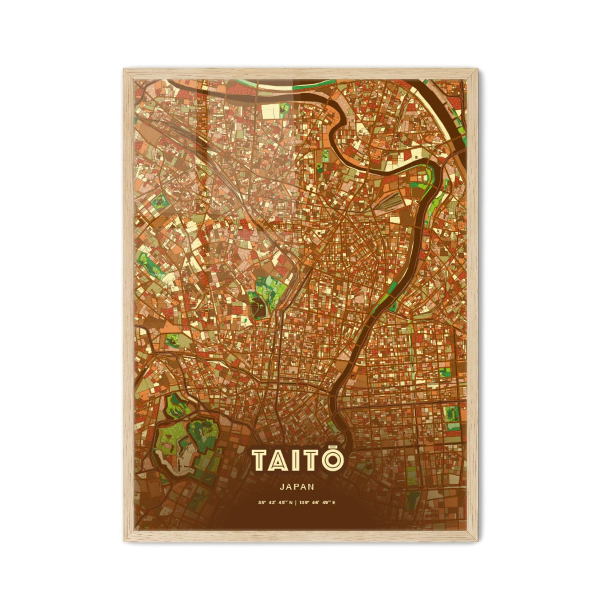 Colorful TAITŌ JAPAN Fine Art Map Farmhouse