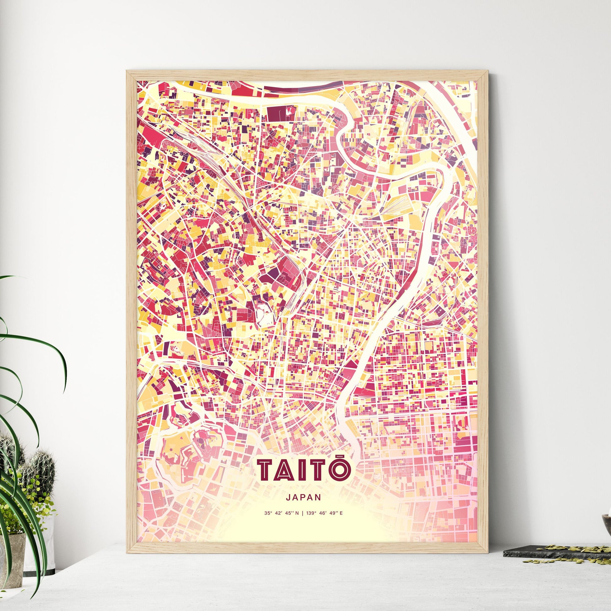 Colorful TAITŌ JAPAN Fine Art Map Hot Red