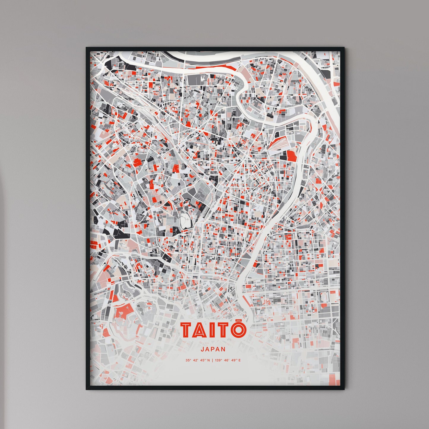 Colorful TAITŌ JAPAN Fine Art Map Modern