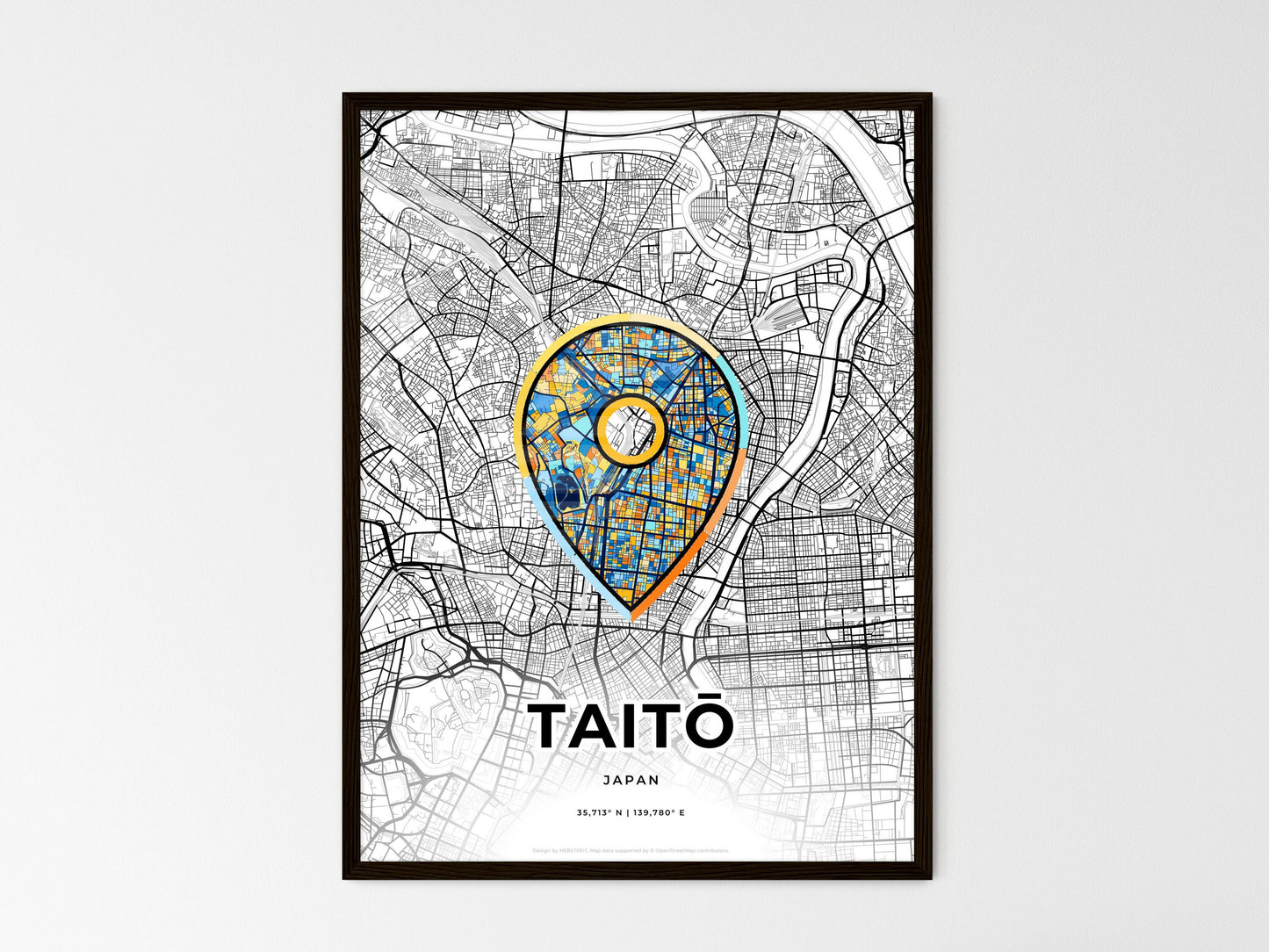 Taitō Japan wedding art map with pointer icon