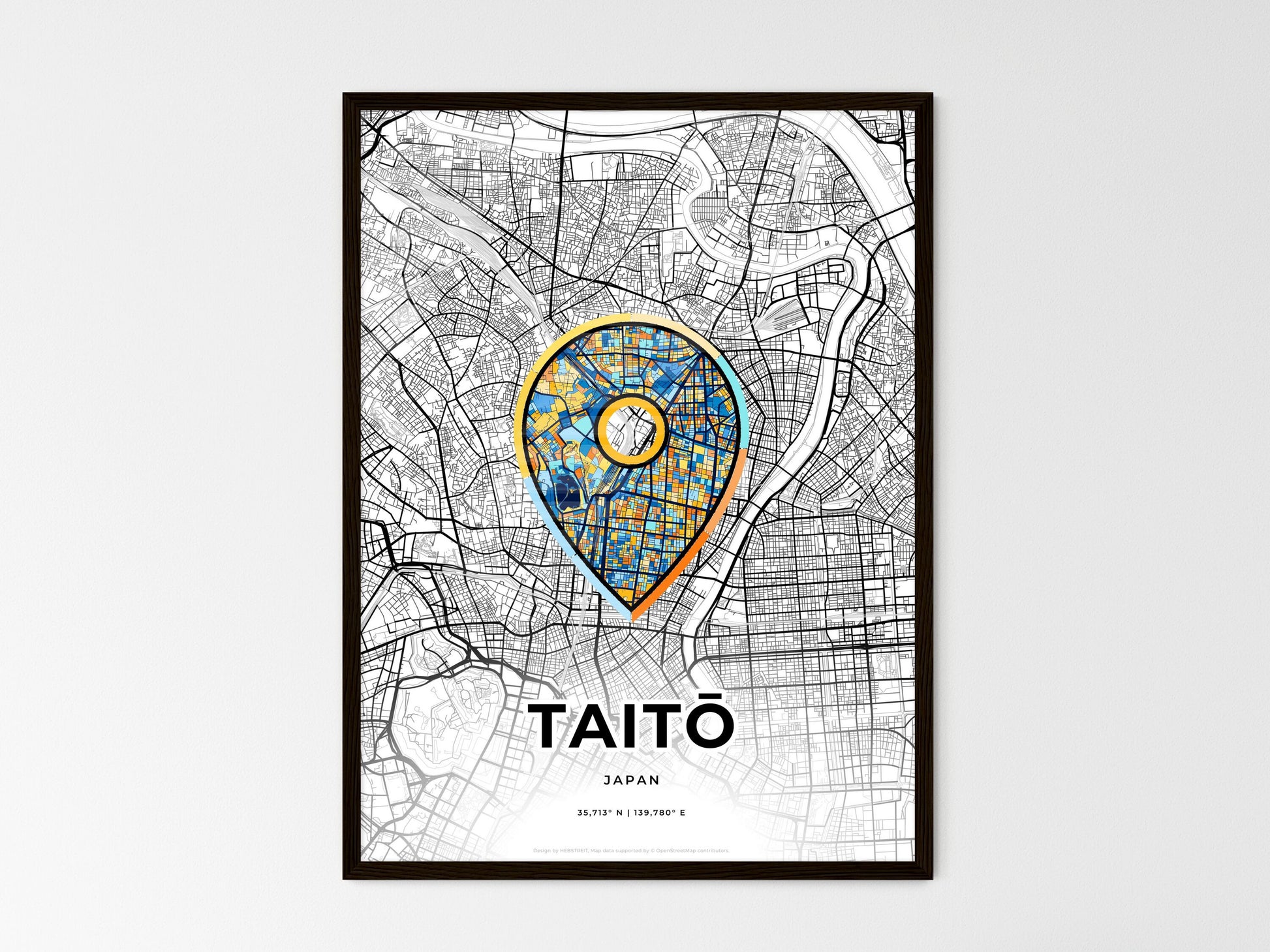 Taitō Japan wedding art map with pointer icon