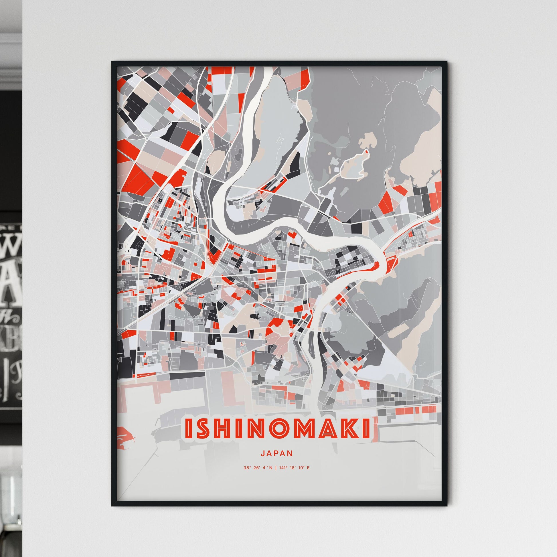 Colorful ISHINOMAKI JAPAN Fine Art Map Modern