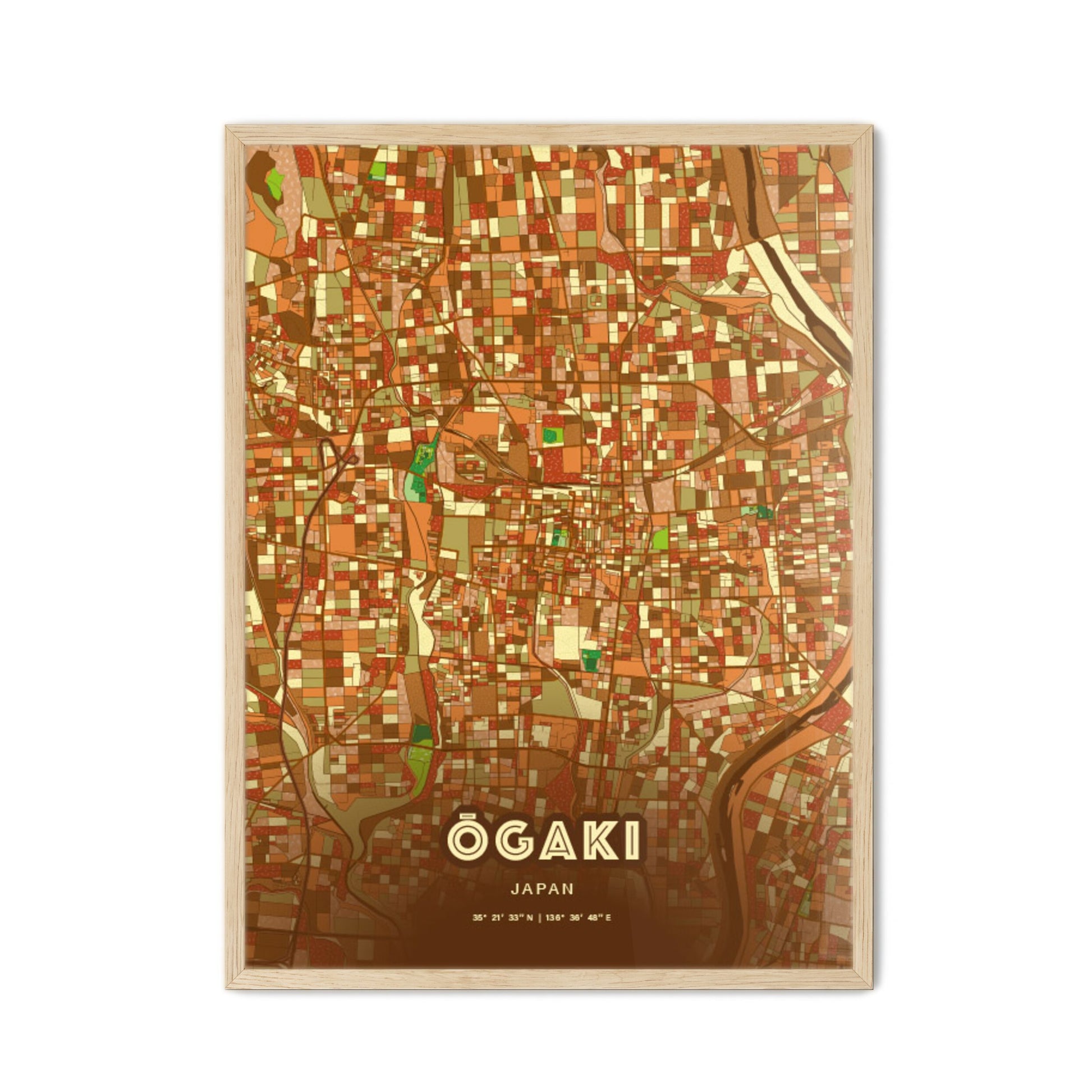 Colorful ŌGAKI JAPAN Fine Art Map Farmhouse