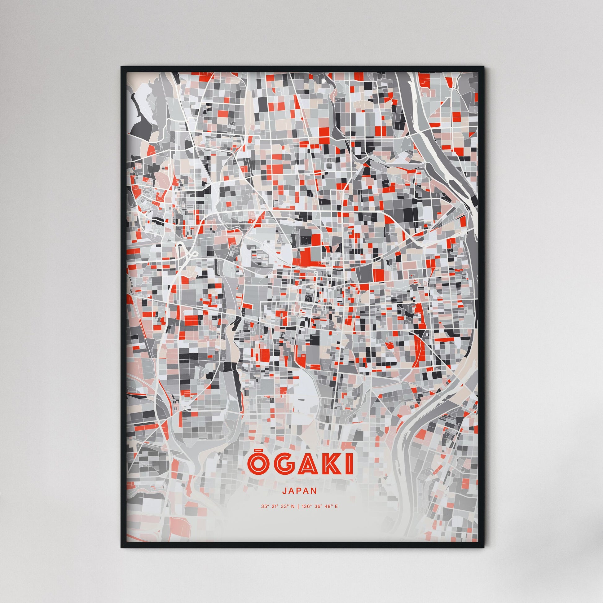 Colorful ŌGAKI JAPAN Fine Art Map Modern