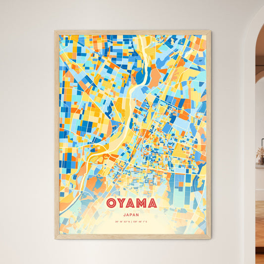 Colorful OYAMA JAPAN Fine Art Map Blue Orange