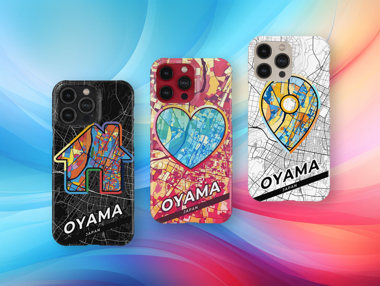Oyama Japan slim phone case with colorful icon