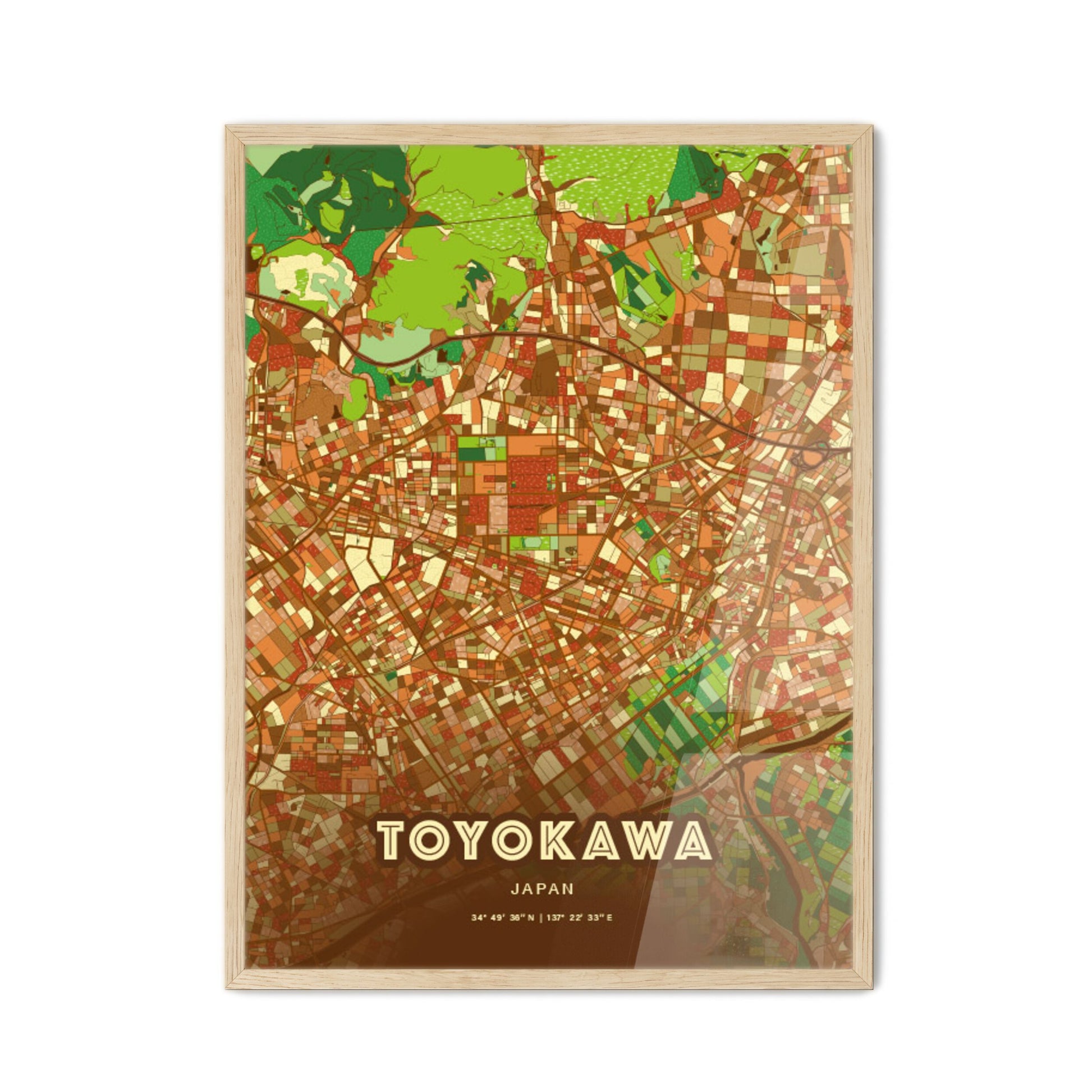 Colorful TOYOKAWA JAPAN Fine Art Map Farmhouse