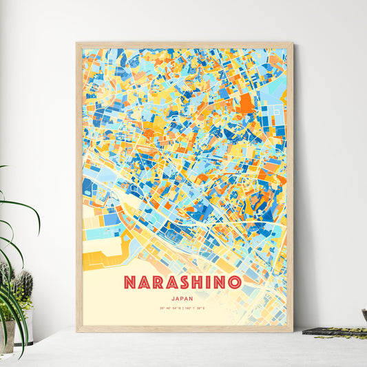 Colorful NARASHINO JAPAN Fine Art Map Blue Orange