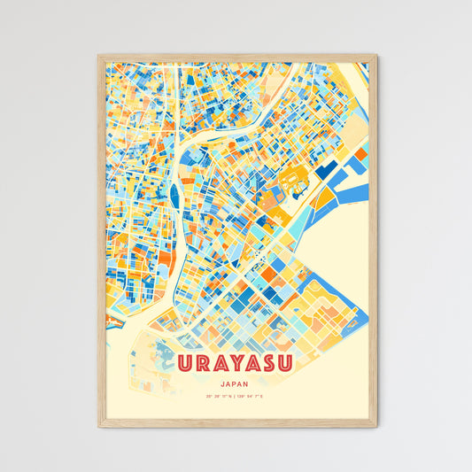 Colorful URAYASU JAPAN Fine Art Map Blue Orange