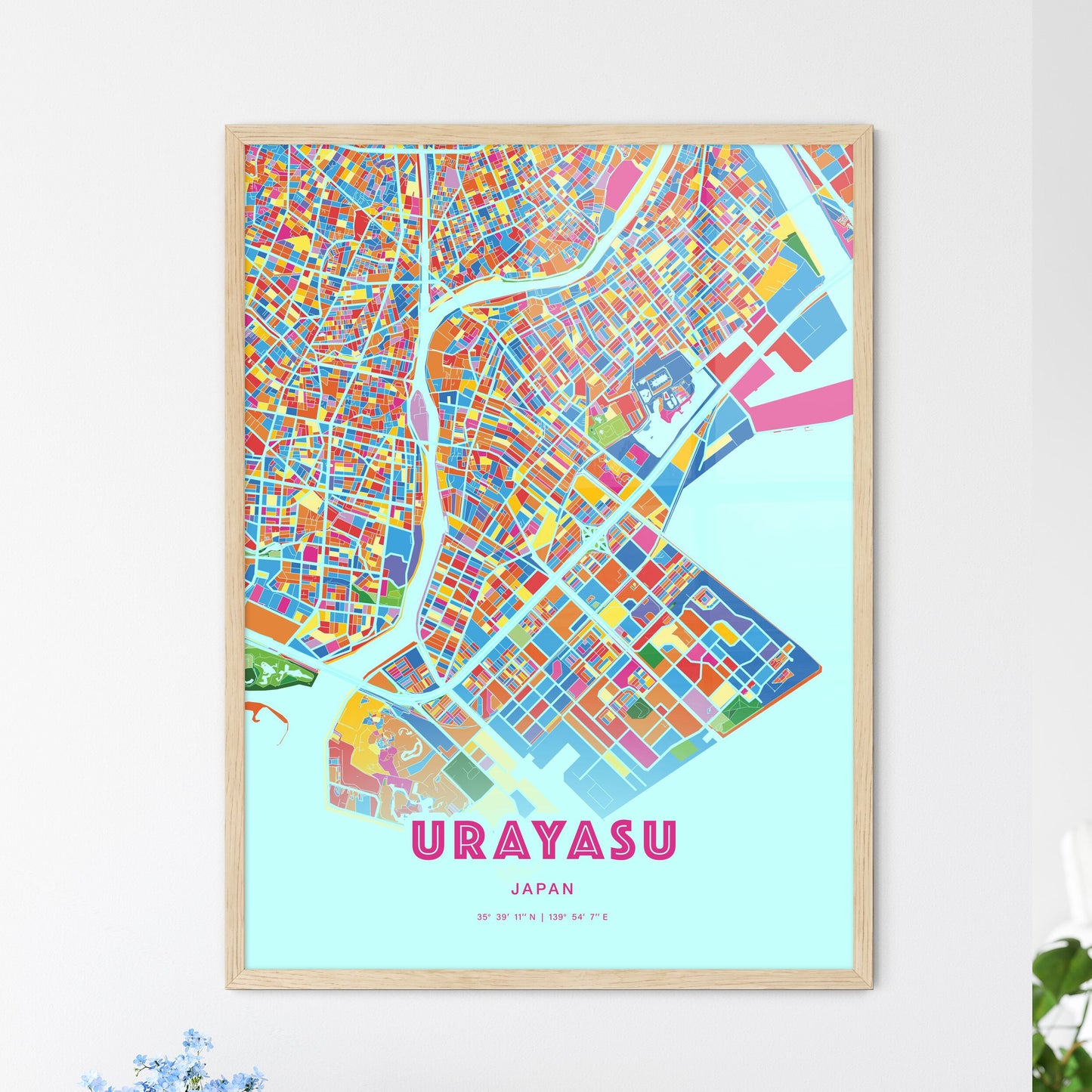 Colorful URAYASU JAPAN Fine Art Map Crazy Colors