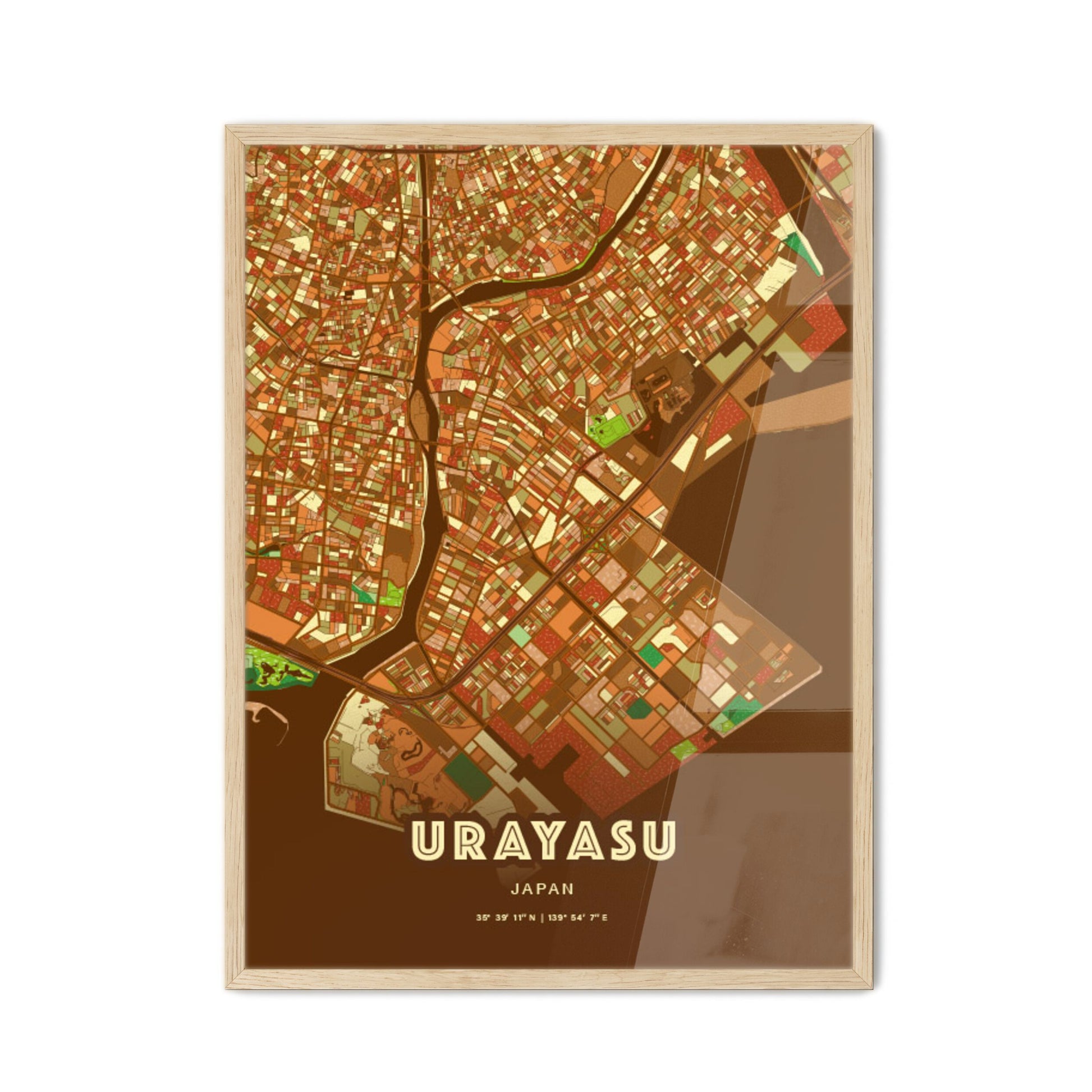 Colorful URAYASU JAPAN Fine Art Map Farmhouse