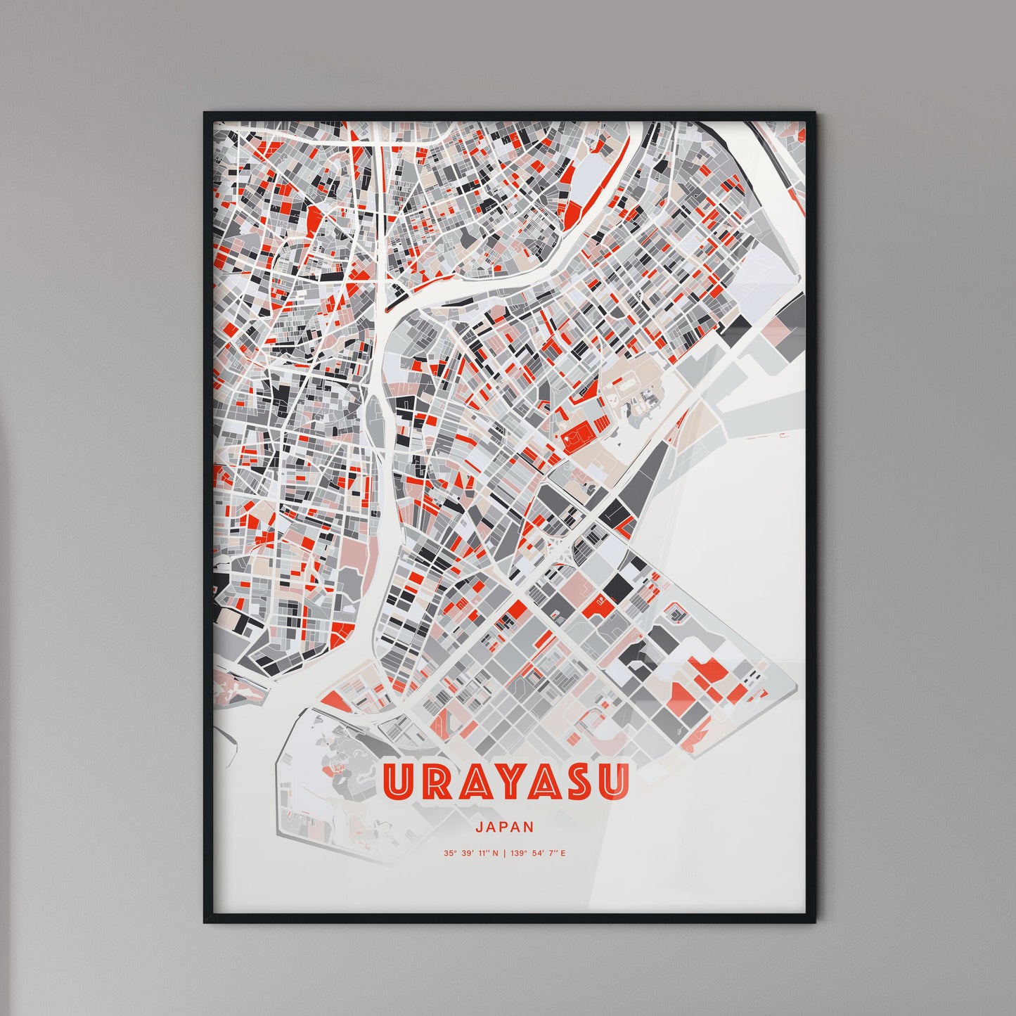 Colorful URAYASU JAPAN Fine Art Map Modern