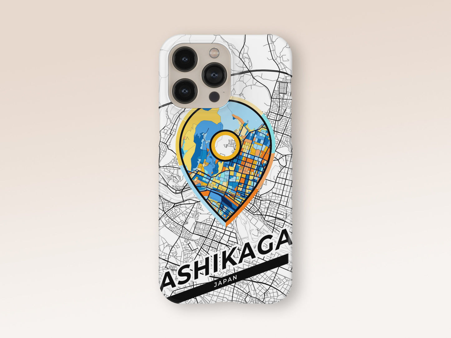 Ashikaga Japan slim phone case with colorful icon. Birthday, wedding or housewarming gift. Couple match cases. 1