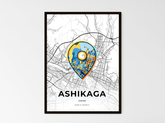 Ashikaga Japan wedding art map with pointer icon