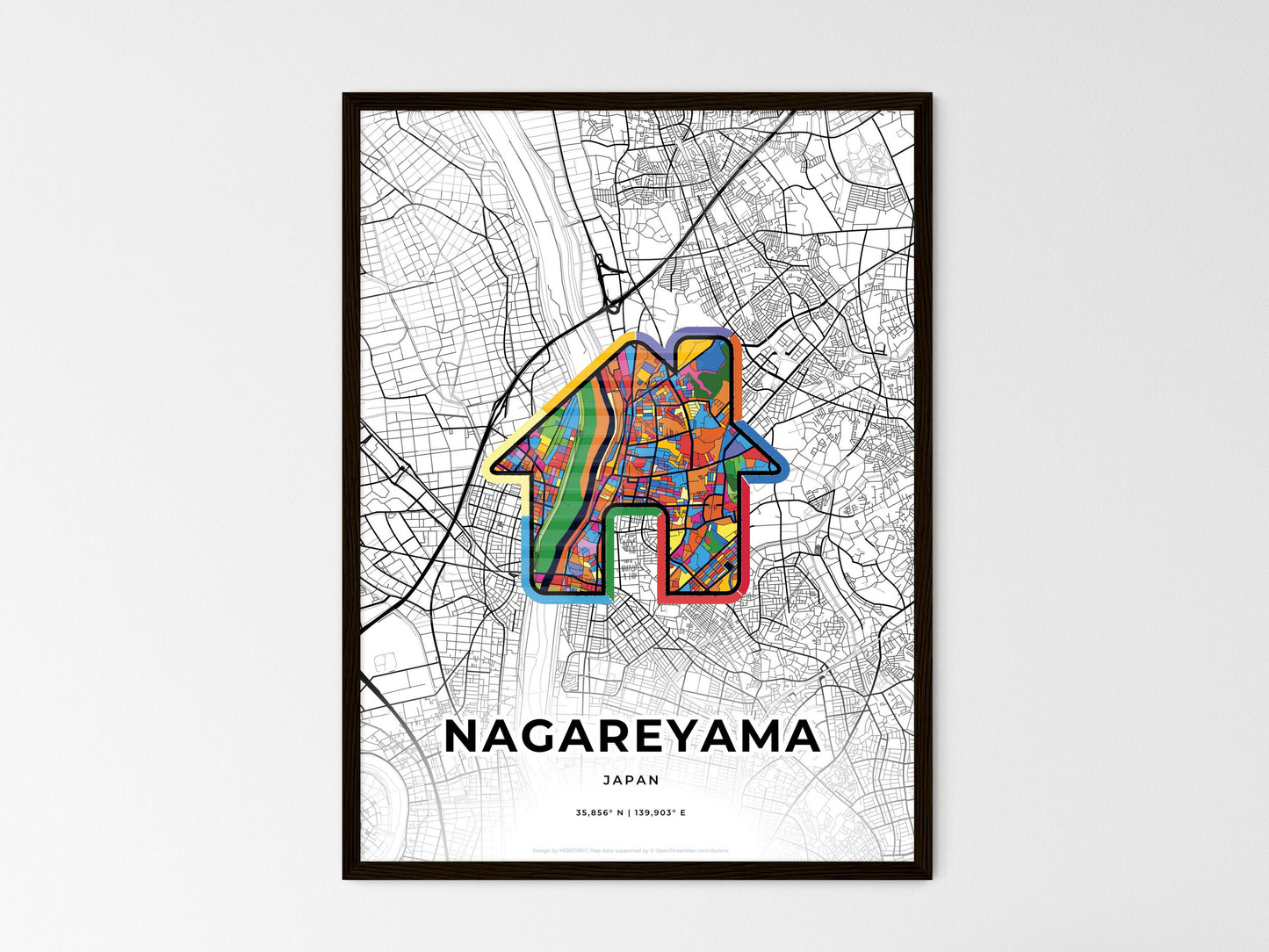 Nagareyama Japan wedding art map with home icon
