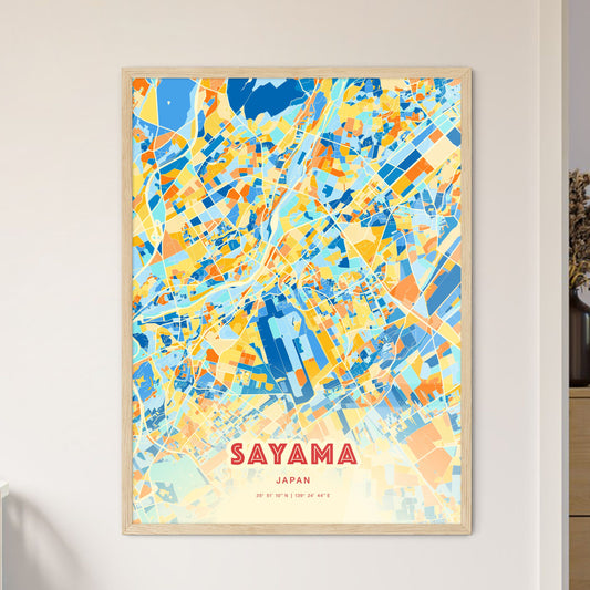 Colorful SAYAMA JAPAN Fine Art Map Blue Orange