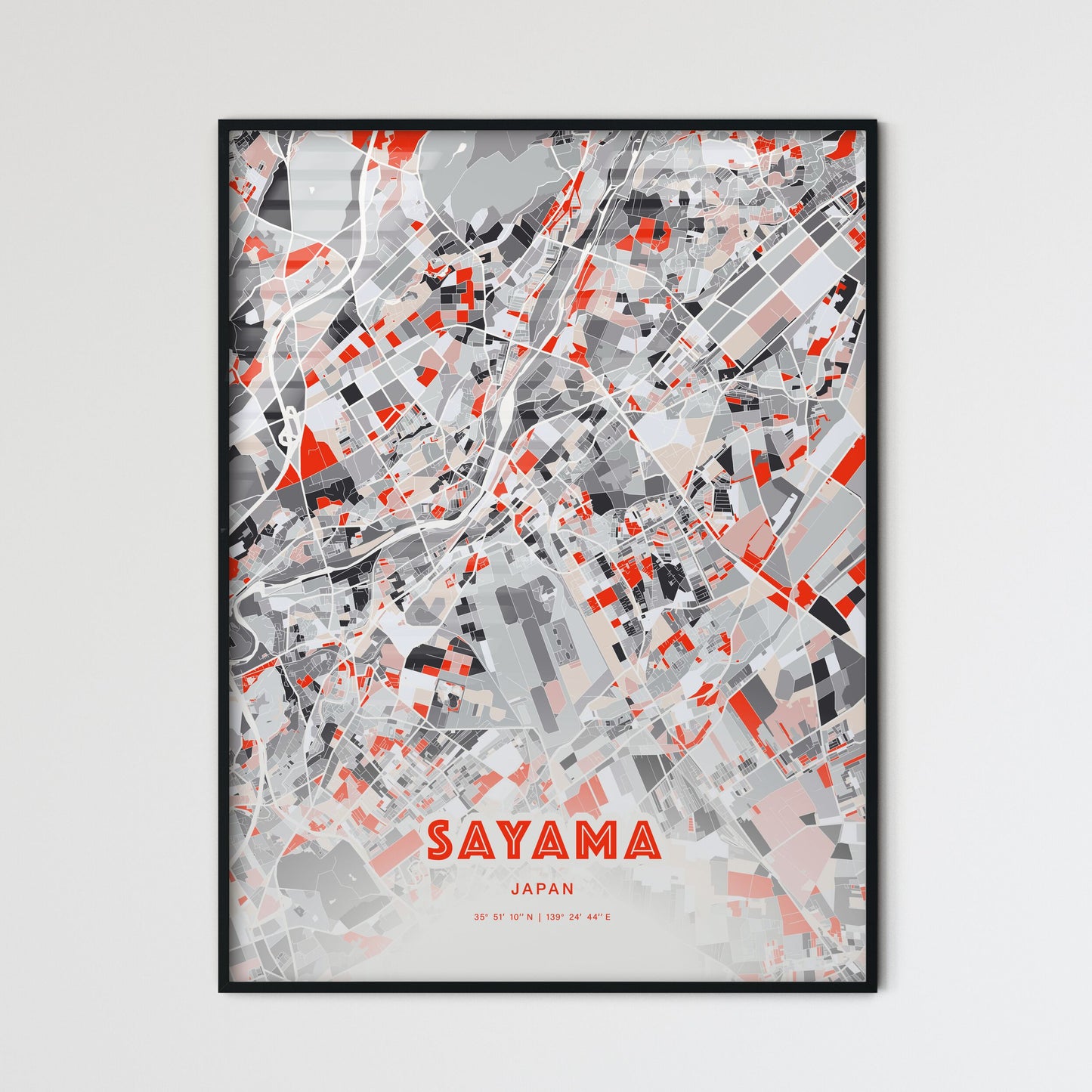 Colorful SAYAMA JAPAN Fine Art Map Modern