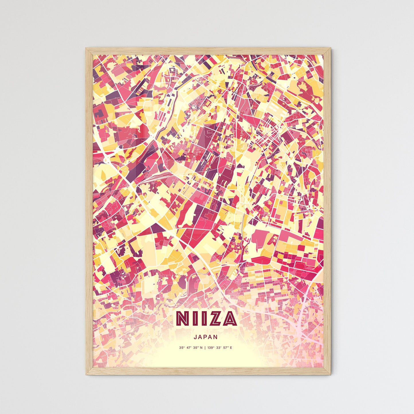 Colorful NIIZA JAPAN Fine Art Map Hot Red