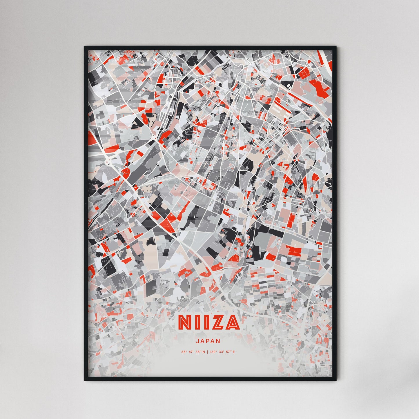 Colorful NIIZA JAPAN Fine Art Map Modern