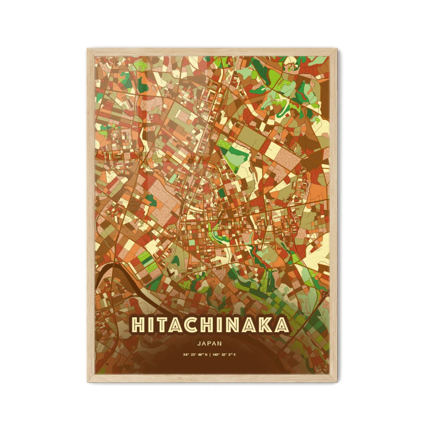 Colorful HITACHINAKA JAPAN Fine Art Map Farmhouse