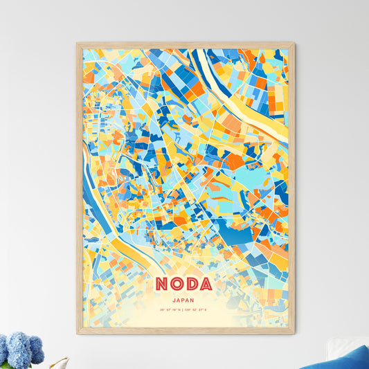 Colorful NODA JAPAN Fine Art Map Blue Orange