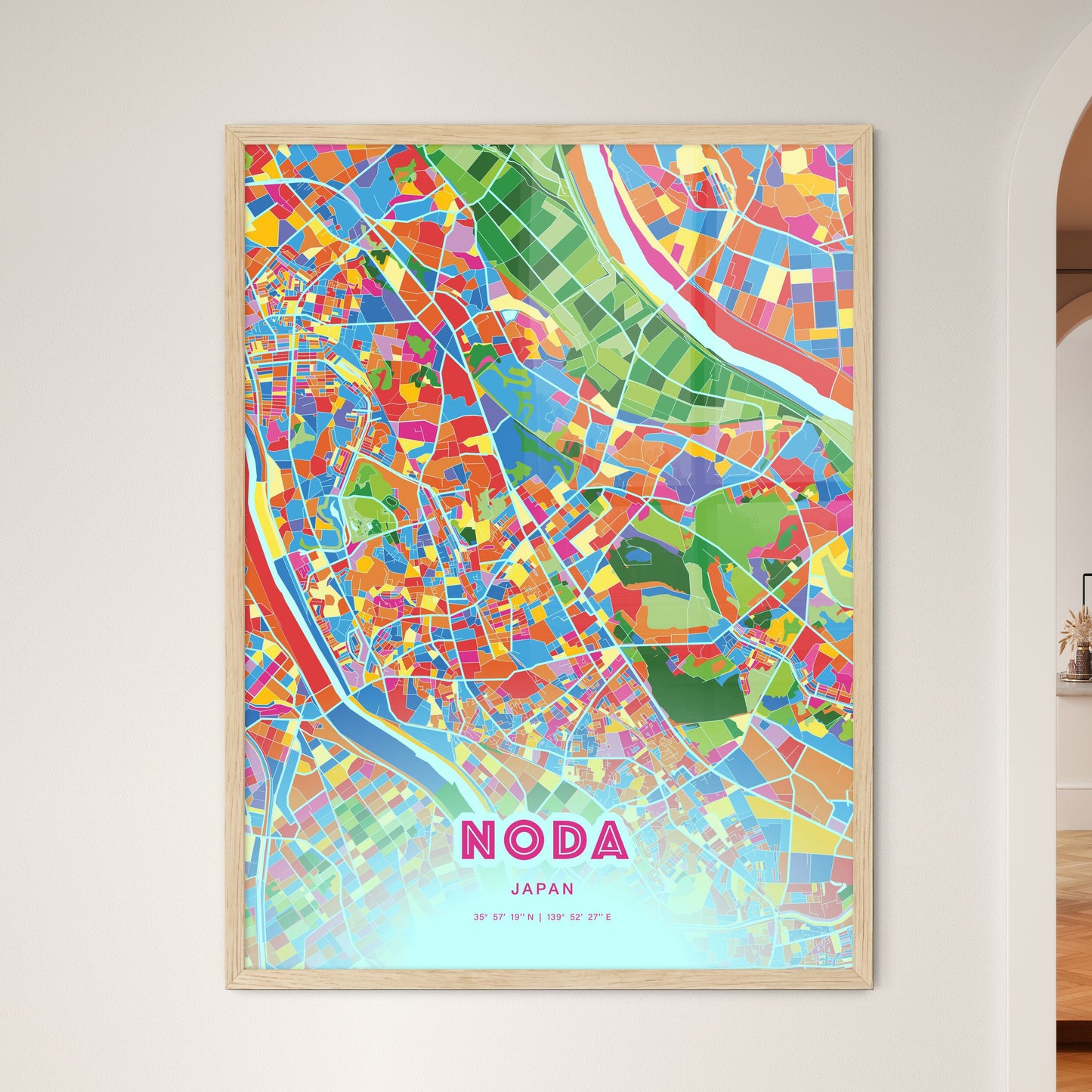 Colorful NODA JAPAN Fine Art Map Crazy Colors