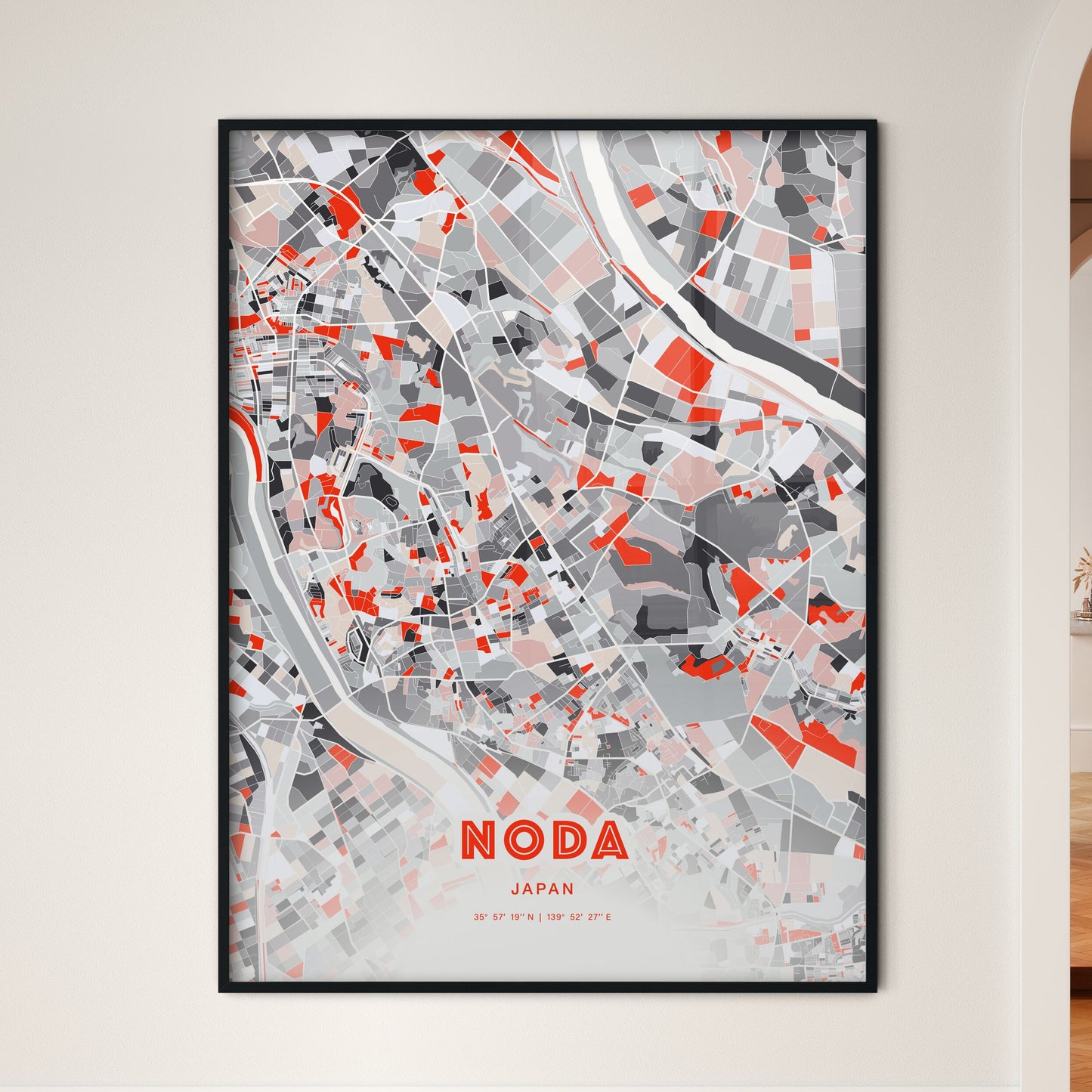 Colorful NODA JAPAN Fine Art Map Modern