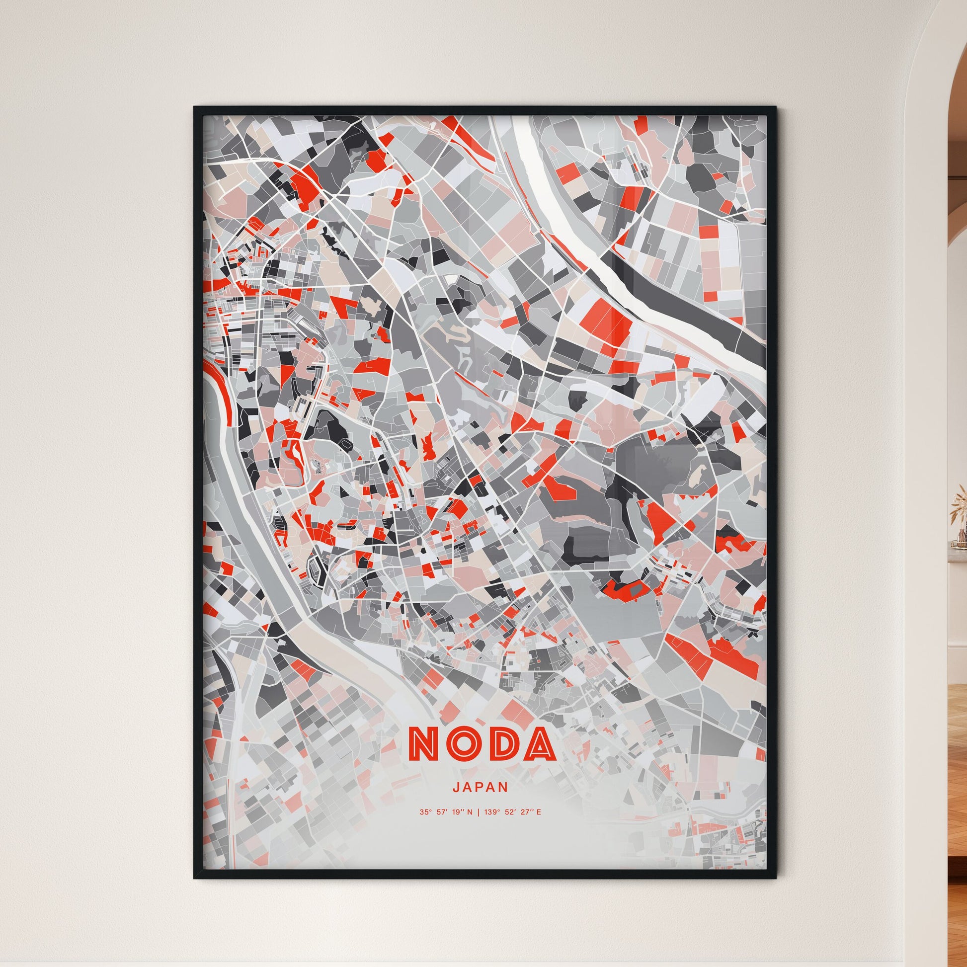 Colorful NODA JAPAN Fine Art Map Modern