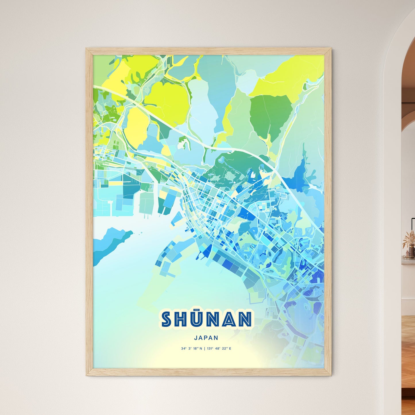 Colorful SHŪNAN JAPAN Fine Art Map Cool Blue