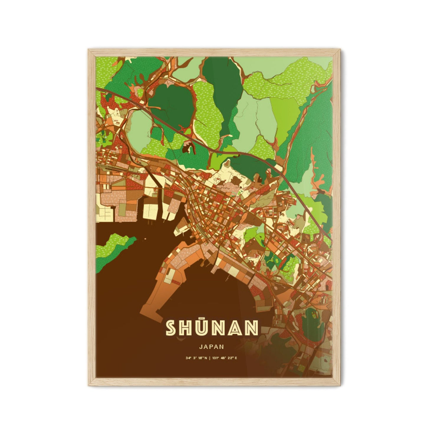 Colorful SHŪNAN JAPAN Fine Art Map Farmhouse