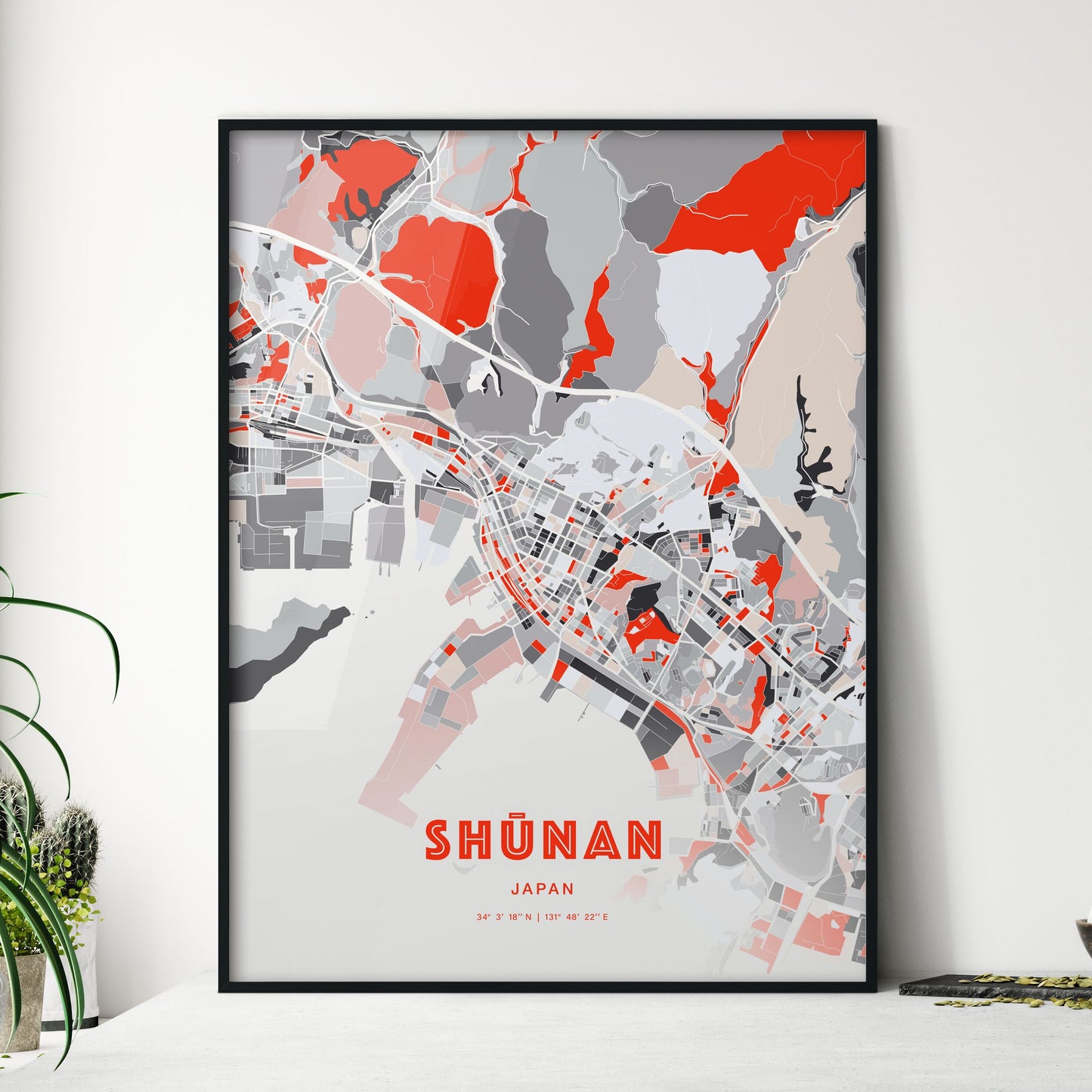 Colorful SHŪNAN JAPAN Fine Art Map Modern