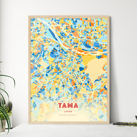 Colorful TAMA JAPAN Fine Art Map Blue Orange