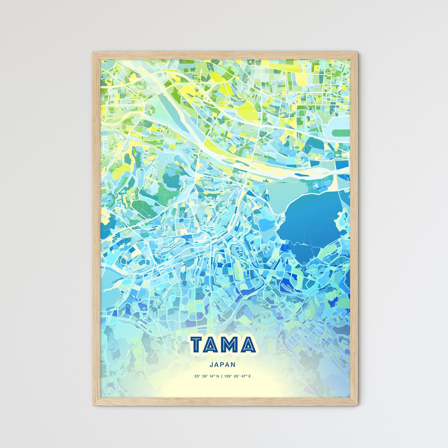 Colorful TAMA JAPAN Fine Art Map Cool Blue