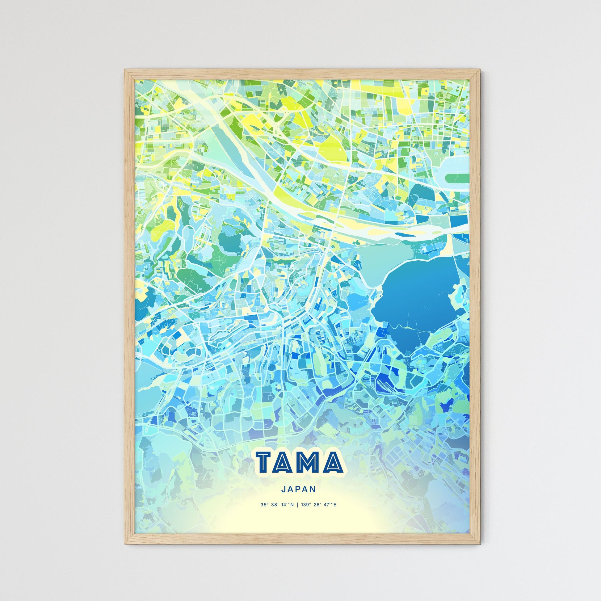 Colorful TAMA JAPAN Fine Art Map Cool Blue