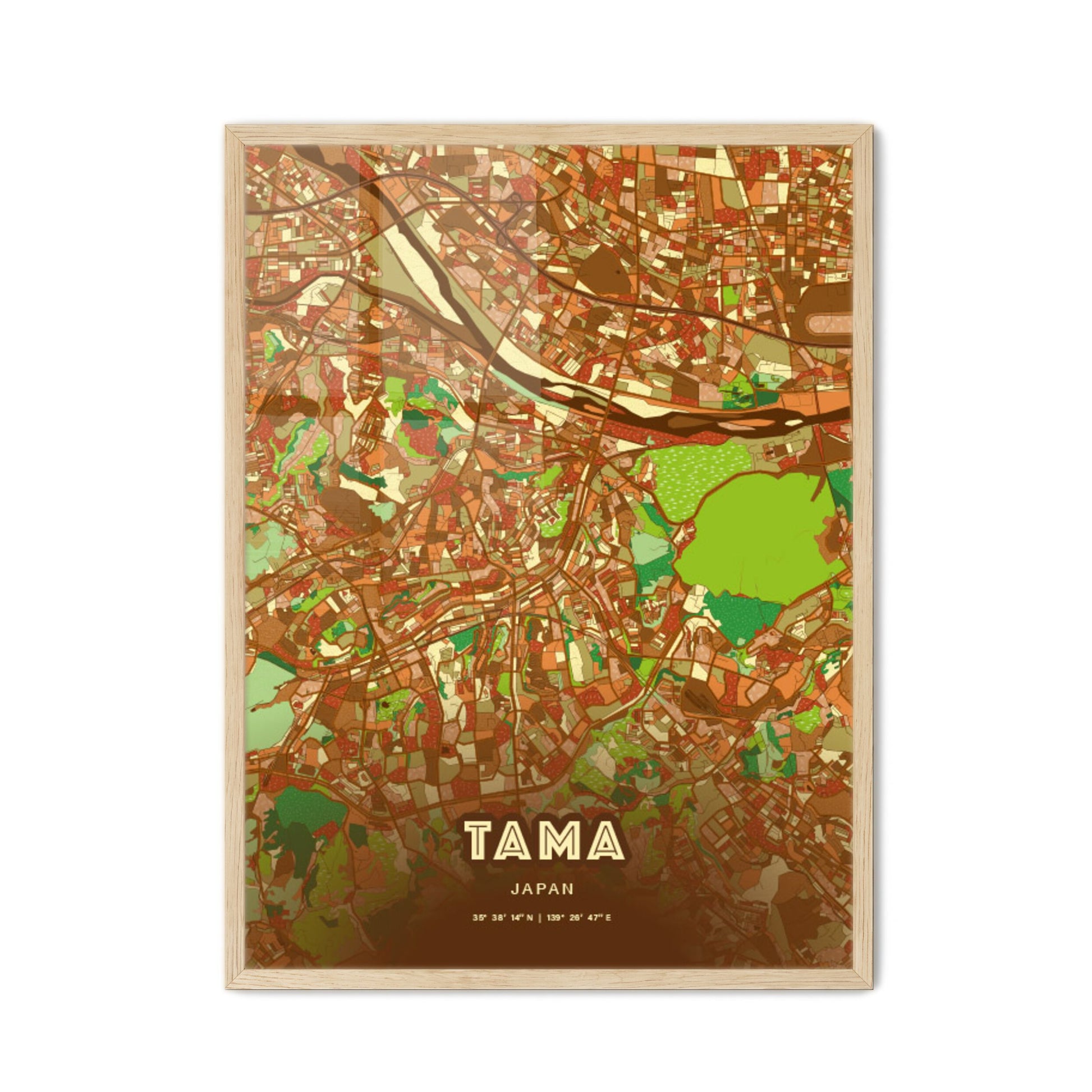 Colorful TAMA JAPAN Fine Art Map Farmhouse