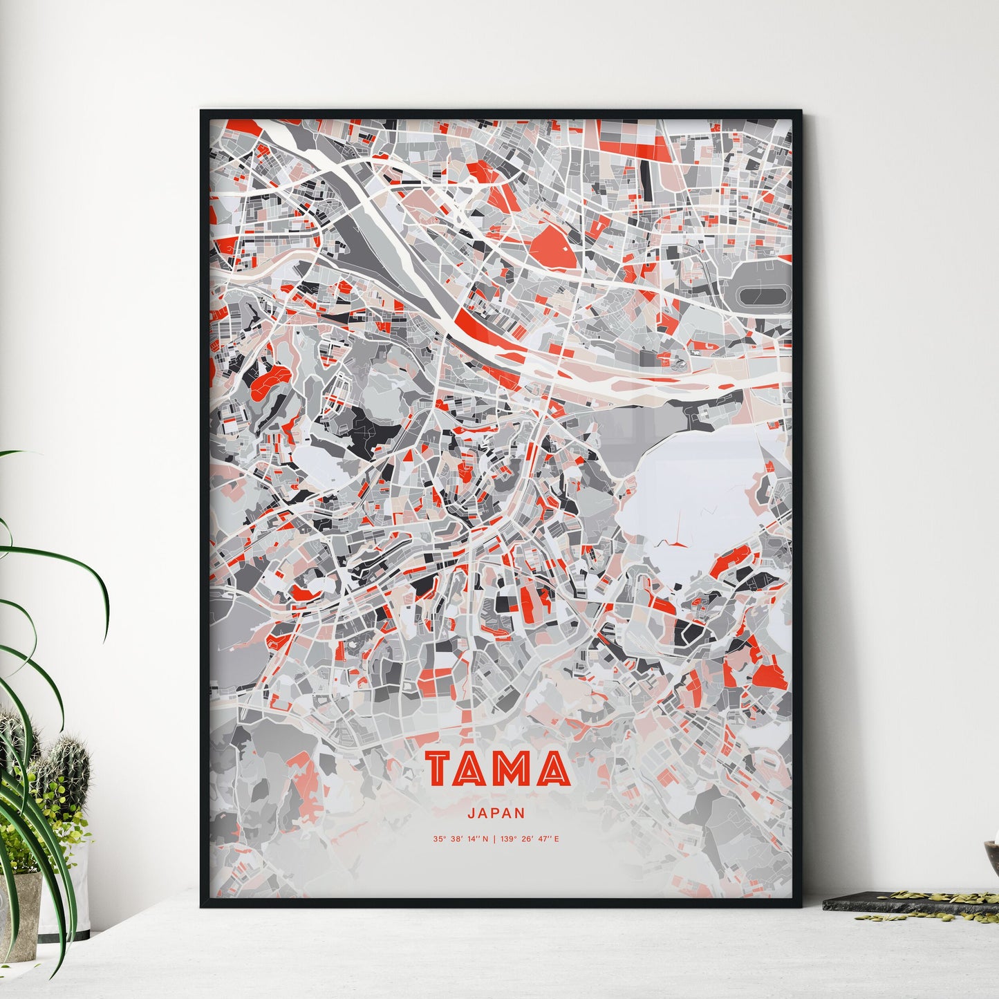 Colorful TAMA JAPAN Fine Art Map Modern