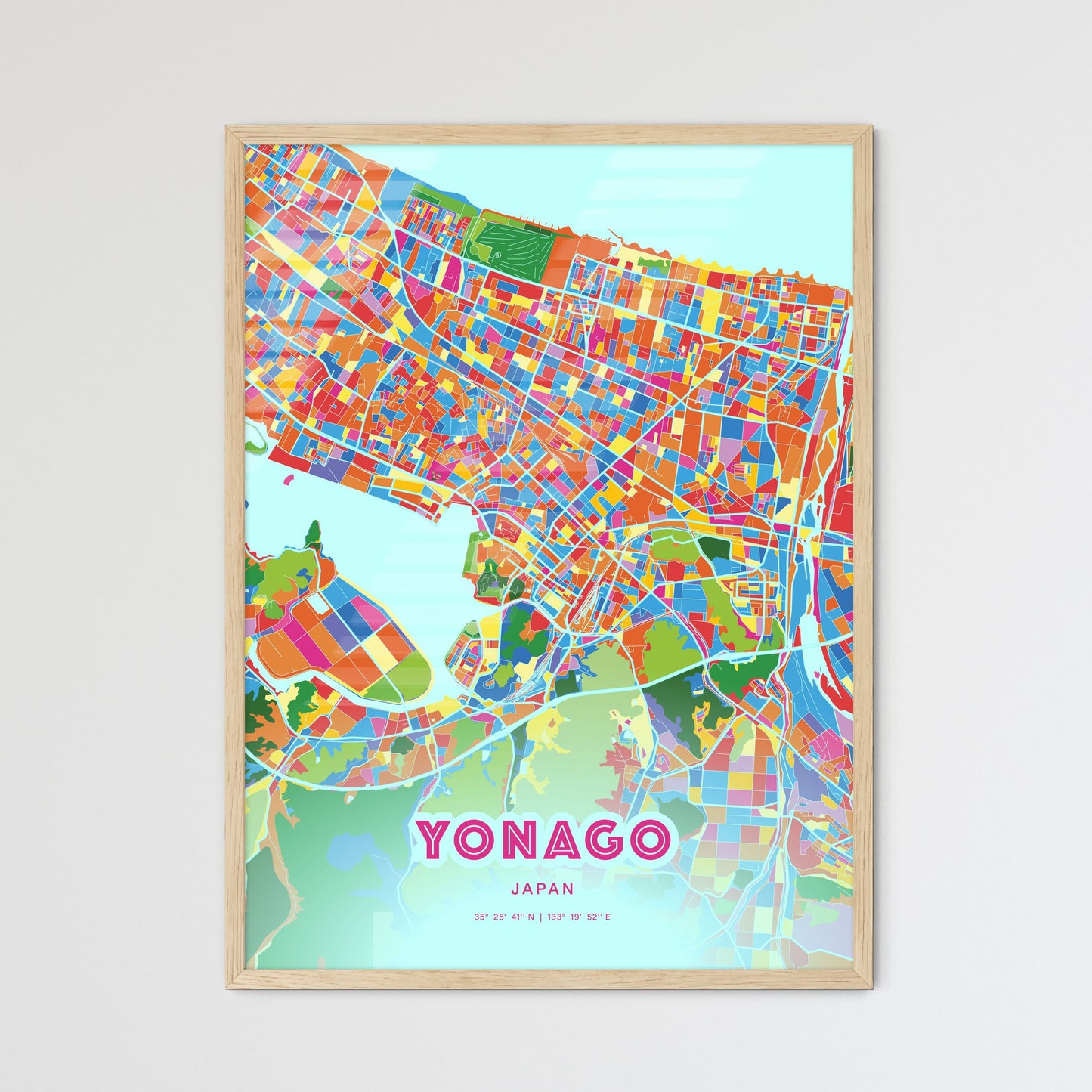 Colorful YONAGO JAPAN Fine Art Map Crazy Colors