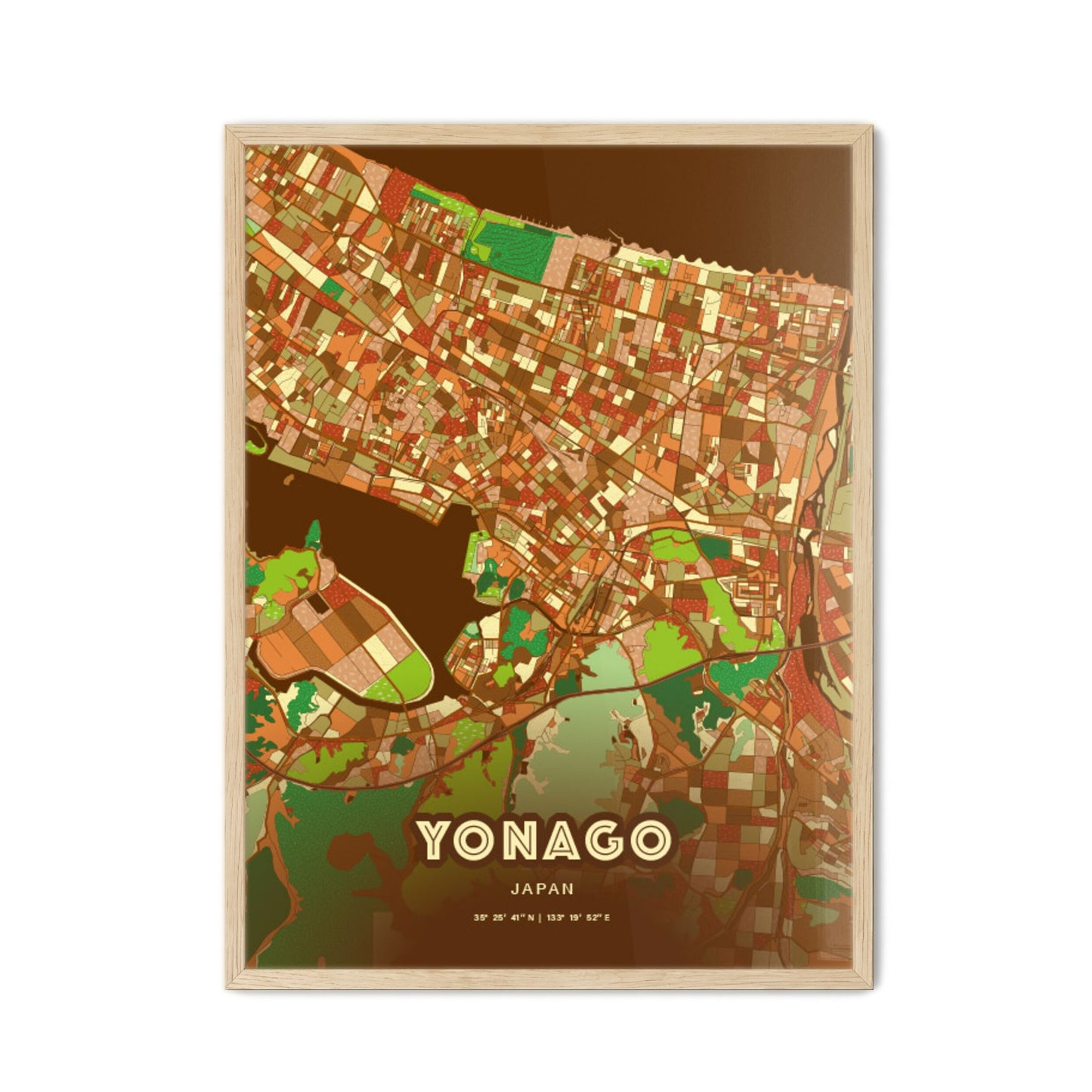 Colorful YONAGO JAPAN Fine Art Map Farmhouse