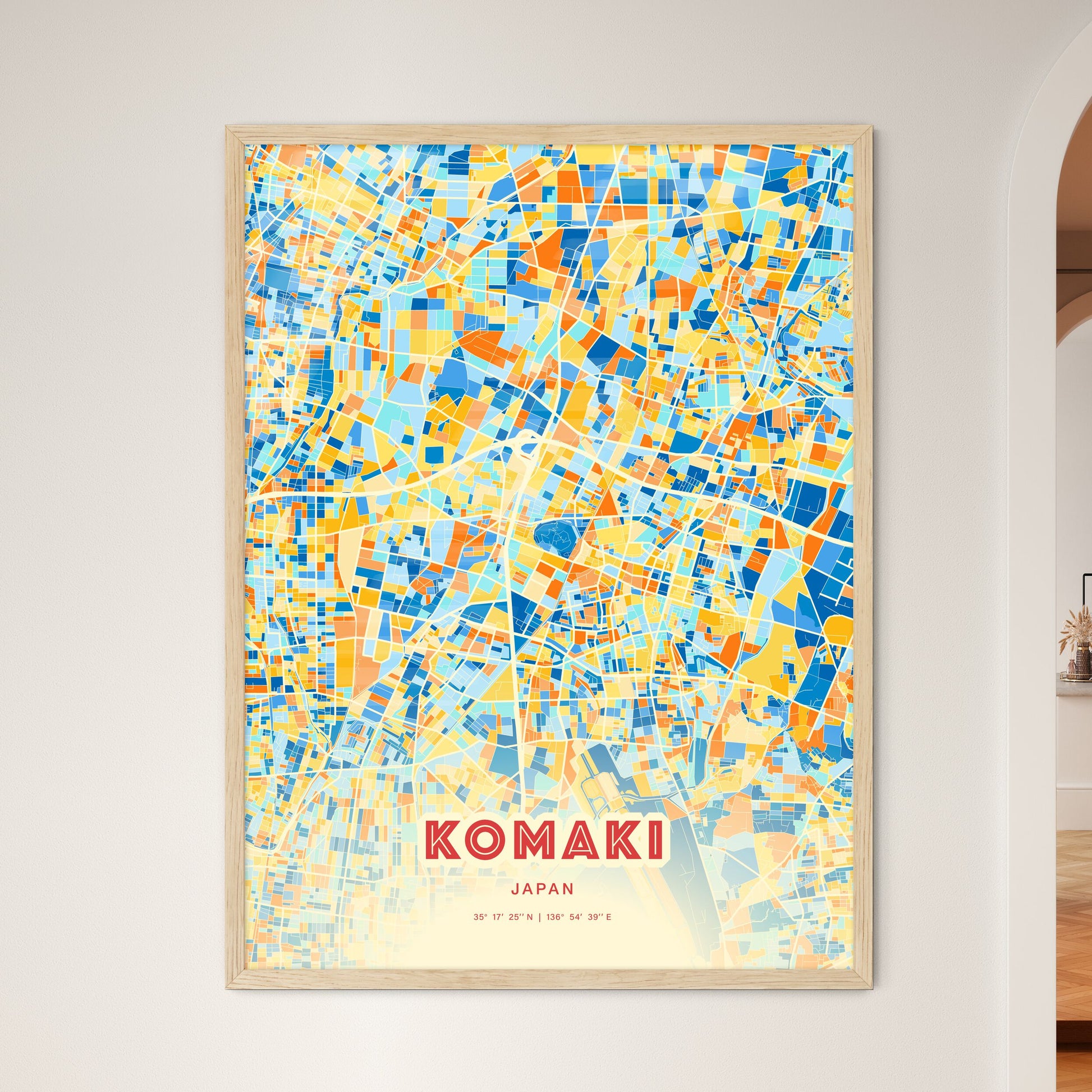 Colorful KOMAKI JAPAN Fine Art Map Blue Orange