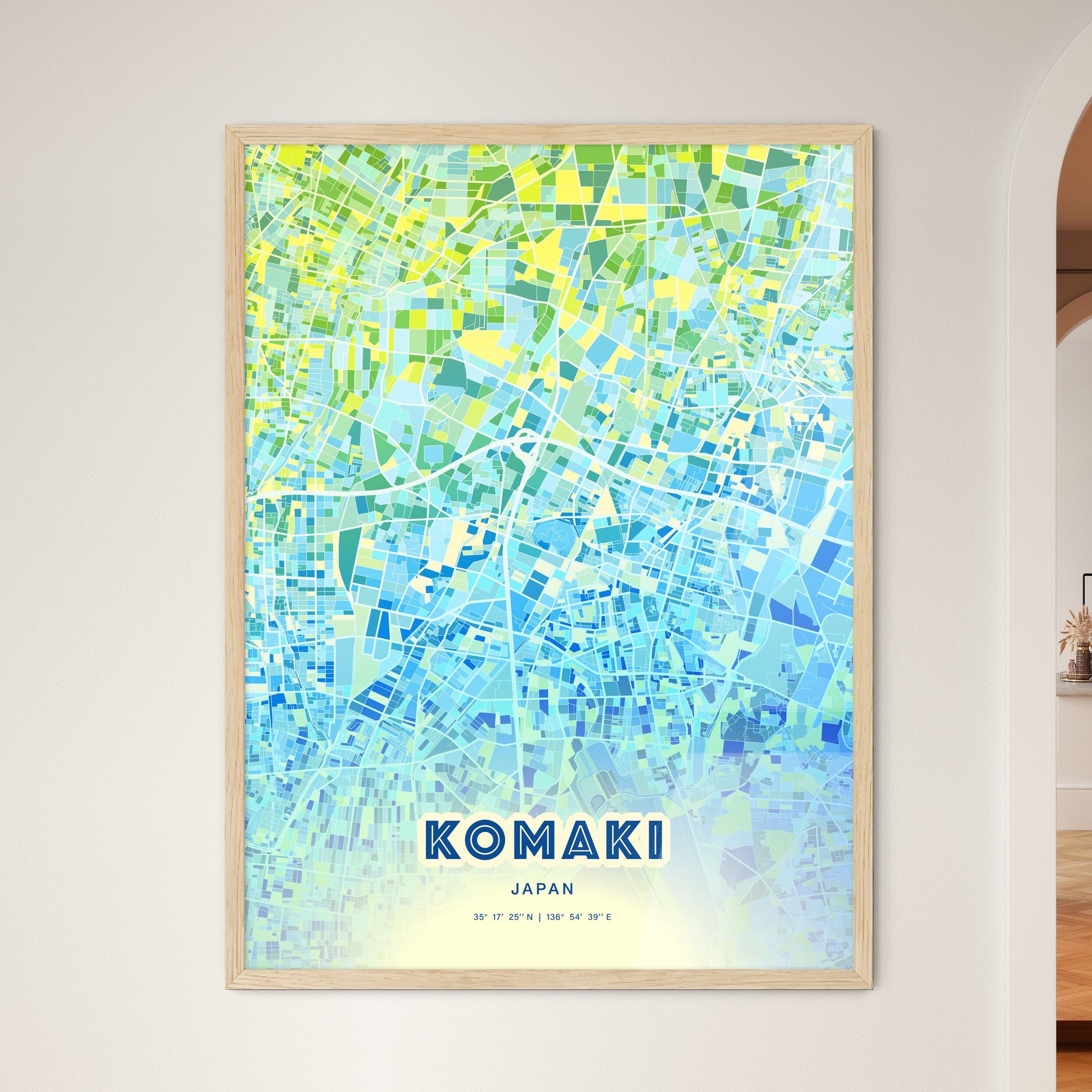 Colorful KOMAKI JAPAN Fine Art Map Cool Blue