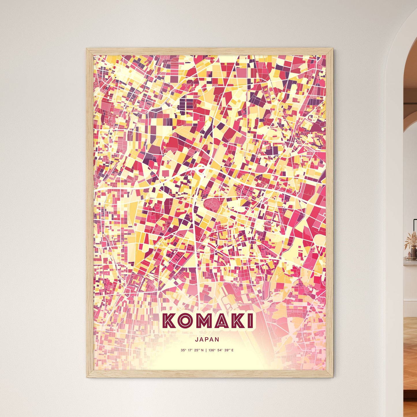 Colorful KOMAKI JAPAN Fine Art Map Hot Red